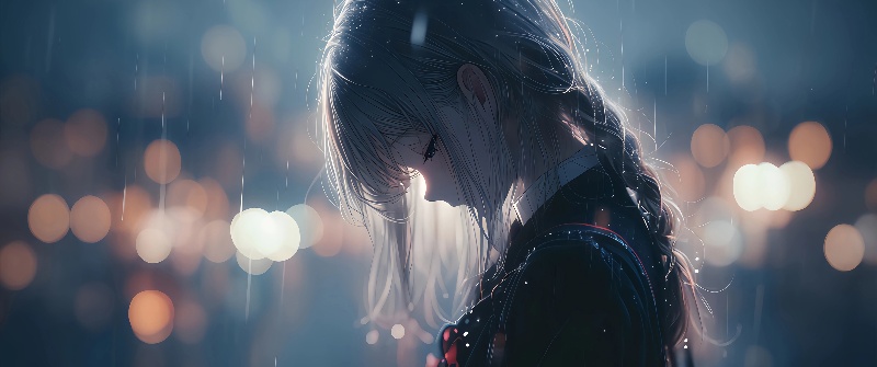 夜景 灯光 雨中 3440x1440带鱼屏动漫壁纸