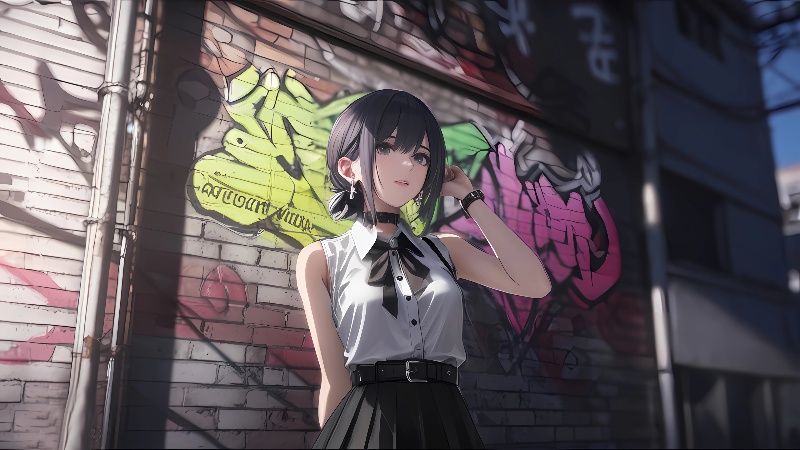 街头涂鸦背景图片 创意风 电脑高清壁纸 动漫美女 4K壁纸 3840×2160