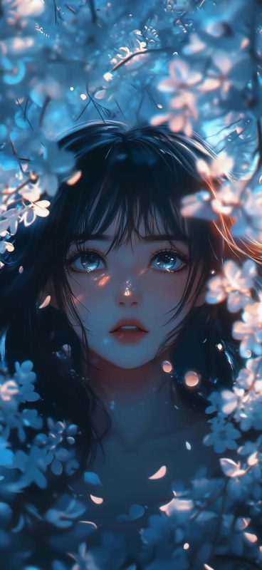 美女景深壁纸 4K 原图 花瓣女孩风格 手机壁纸 1768x3840