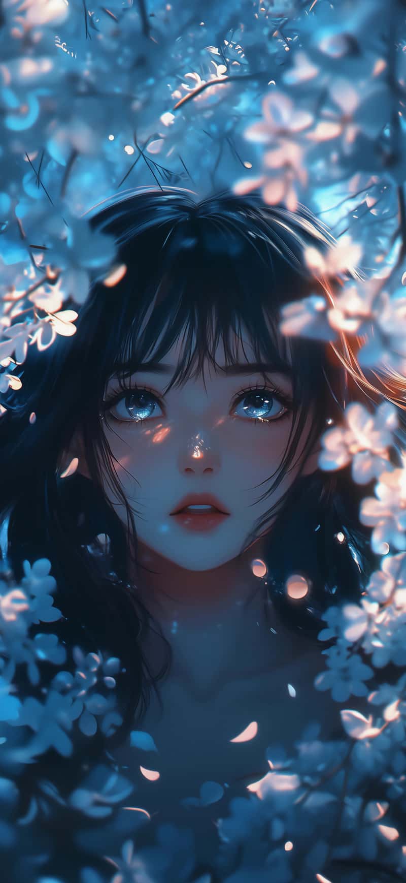 美女景深壁纸 4K 原图 花瓣女孩风格 手机壁纸 1768×3840