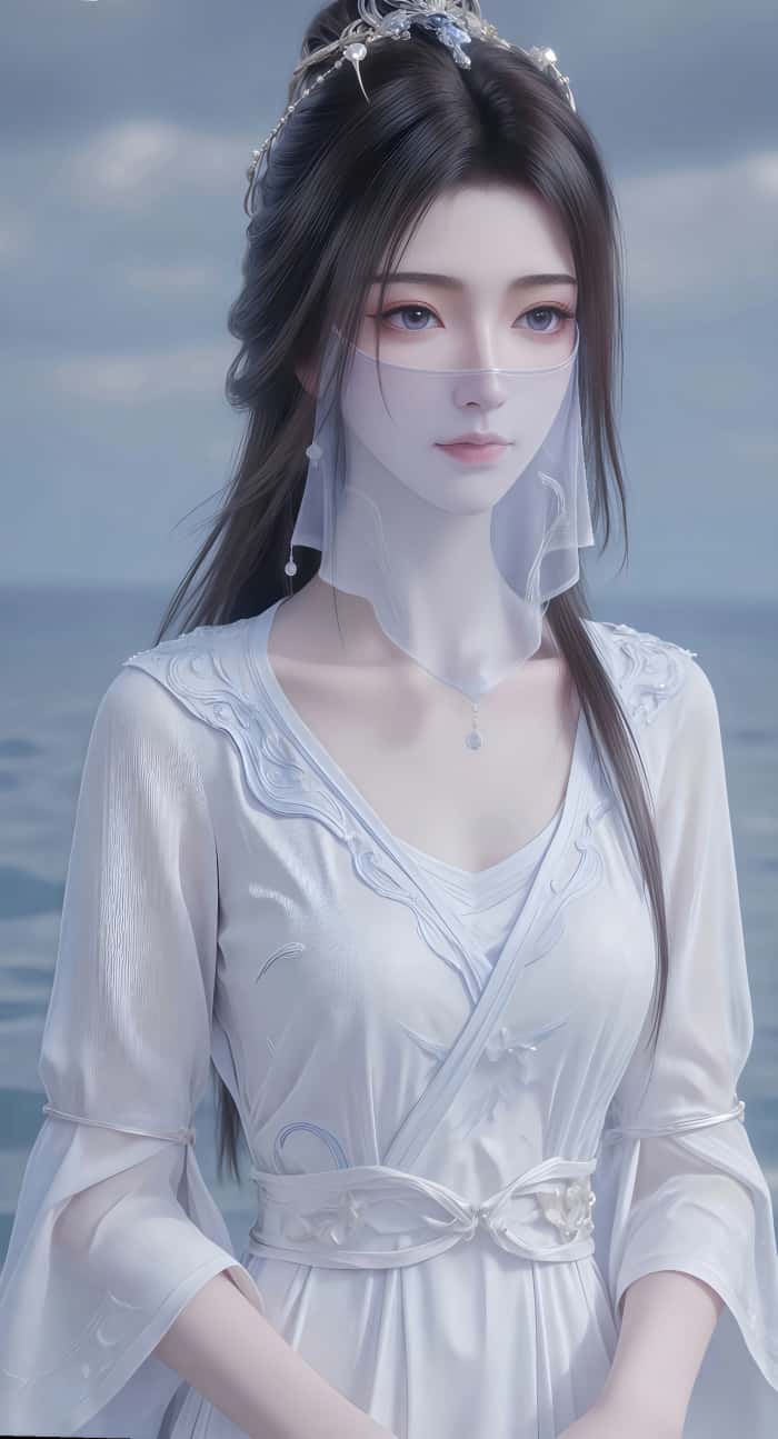 高级感紫灵面纱美女 4K 壁纸 竖屏全面屏适配 2075×3840 高清下载