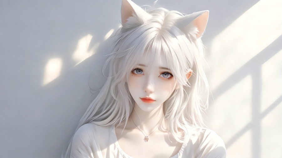 4K 超清｜白发猫耳温柔少女壁纸