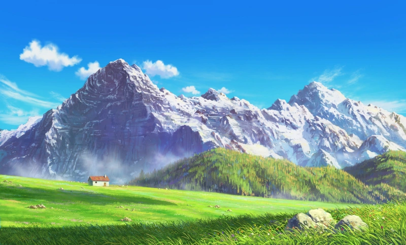 雪山草原小木屋 3840×2160 超清风景壁纸