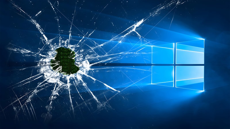 4K 创意壁纸 Windows10 碎屏黑客代码弹孔 3840×2160