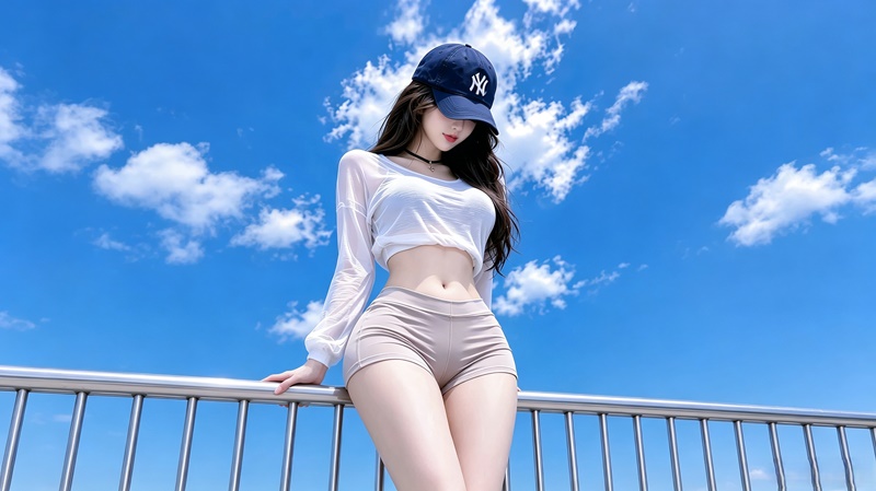 2848x1600 夏日户外棒球帽美女 4K 全屏