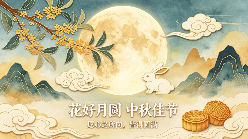 中秋花好月圆 玉兔桂花 月饼 国风节日壁纸 2848x1600