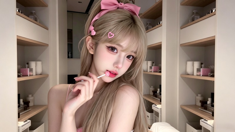 化妆吊带美女 性感时尚美女壁纸