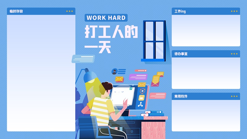打工人的一天 办公分区壁纸