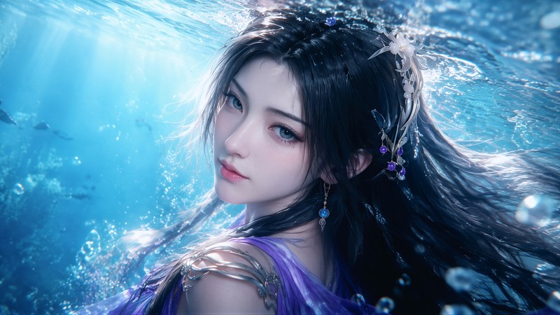 凡人修仙传 水下紫灵 国风美女 4K超清壁纸 3840x2160