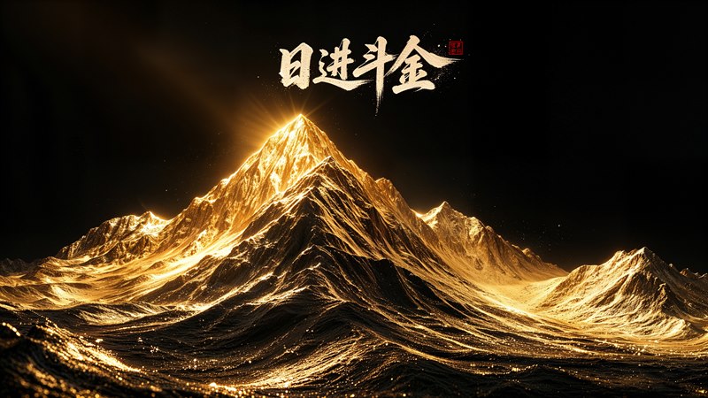 日进斗金 日落金山黑金壁纸